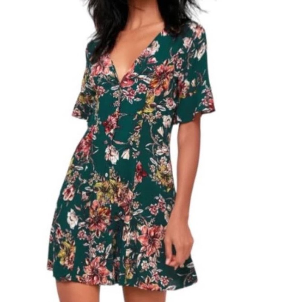 Lulu's Floral Green Mini Dress